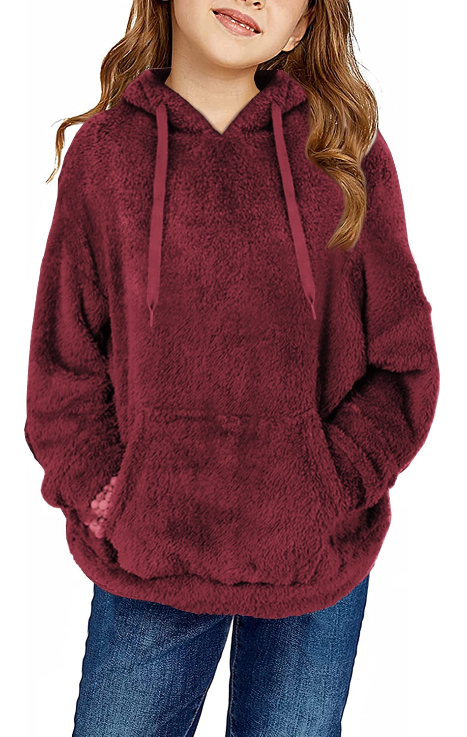 Sherrylily Girls Fuzzy Fleece Pullover Hoodies Sweatshirt Casual