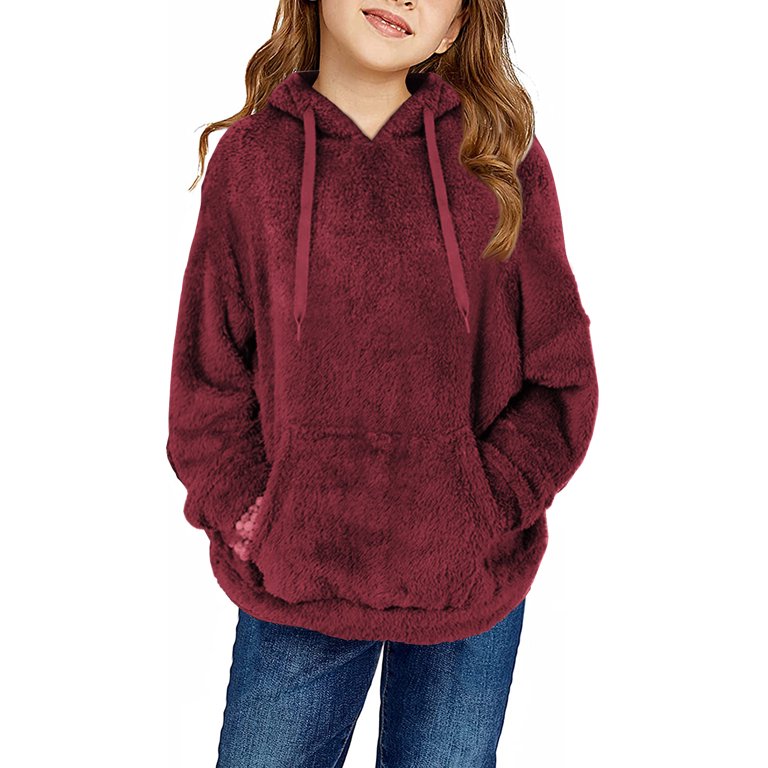 Sherrylily Girls Fuzzy Fleece Pullover Hoodies Sweatshirt Casual