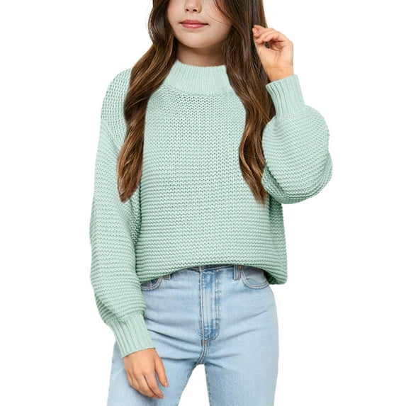 Sherrylily Girls Mock Neck Pullover Sweaters Long Sleeve Knit Jumper Spring Casual Tops
