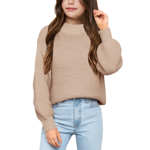 Sherrylily Girls Mock Neck Pullover Sweaters Long Sleeve Knit Jumper Spring Casual Tops