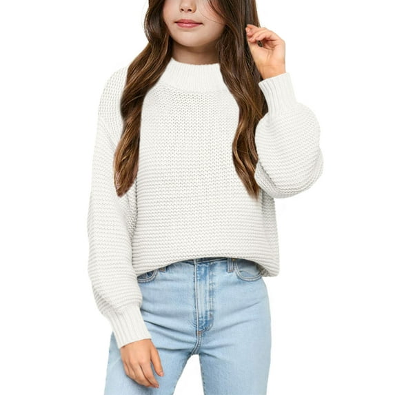 Sherrylily Girls Mock Neck Pullover Sweaters Long Sleeve Knit Jumper Spring Casual Tops