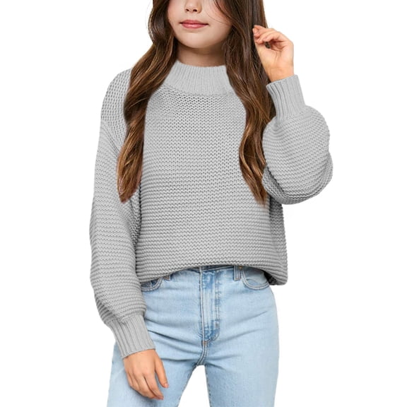 Sherrylily Girls Mock Neck Pullover Sweaters Long Sleeve Knit Jumper Spring Casual Tops