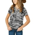 thumbnail image 1 of Sherrylily Girls Short Sleeve Shirts V Neck Criss Cross Tees Kids Casual Tops Camouflage Blouse, 1 of 5