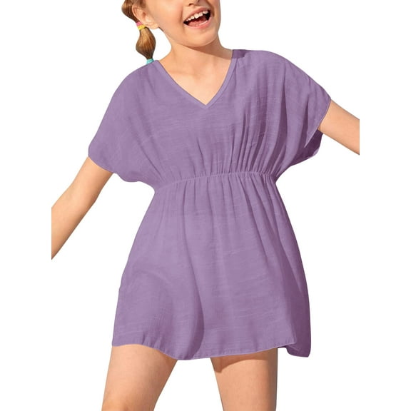 Sherrylily Girls Swimwear Cover Ups Beach Suit Cover Ups Bikini Swimsuit Girl Tunic Dress