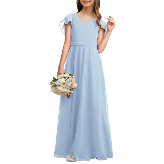 Sherrylily Kids Girl Bridesmaid Dresses Chiffon Flower Long Party Pageant Gowns Dress