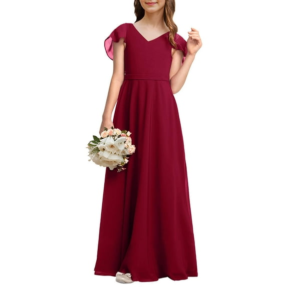 Sherrylily Kids Girl Bridesmaid Dresses Chiffon Flower Long Party Pageant Gowns Dress
