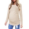 thumbnail image 1 of Sherrylily Maternity Shirt Side Button and Ruched Tunic Tops Long Sleeve T-Shirts, 1 of 5