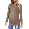 thumbnail image 1 of Sherrylily Maternity Shirt Side Button and Ruched Tunic Tops Long Sleeve T-Shirts, 1 of 5