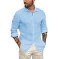 thumbnail image 1 of Sherrylily Men Button Up Shirts Long Sleeve Linen Beach Casual Cotton Tops, 1 of 5