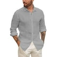 thumbnail image 1 of Sherrylily Men Button Up Shirts Long Sleeve Linen Beach Casual Cotton Tops, 1 of 1