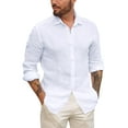 thumbnail image 1 of Sherrylily Men Button Up Shirts Long Sleeve Linen Beach Casual Cotton Tops, 1 of 5