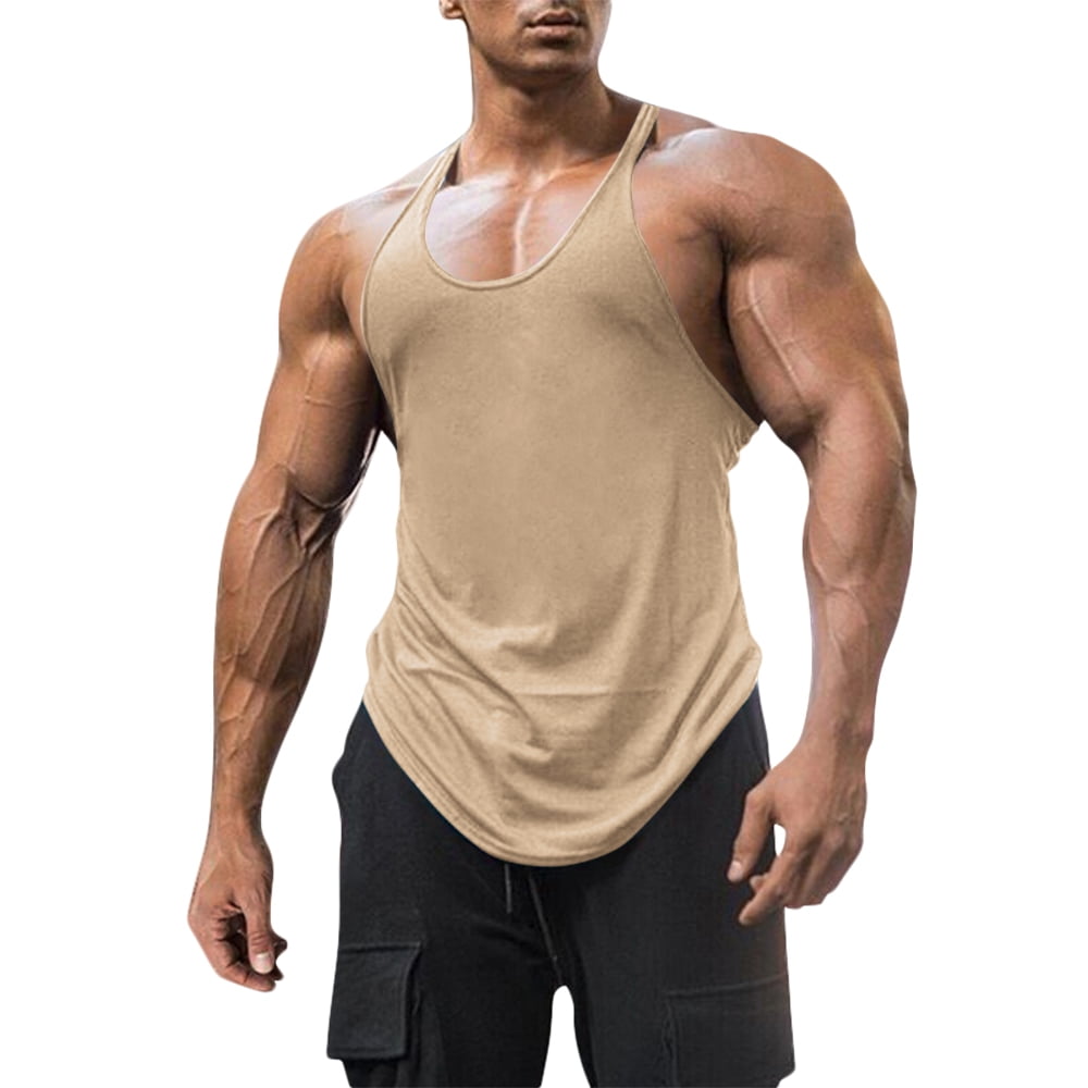 Sherrylily Men Cotton Workout Tank Tops Dry Fit Gym Bodybuilding
