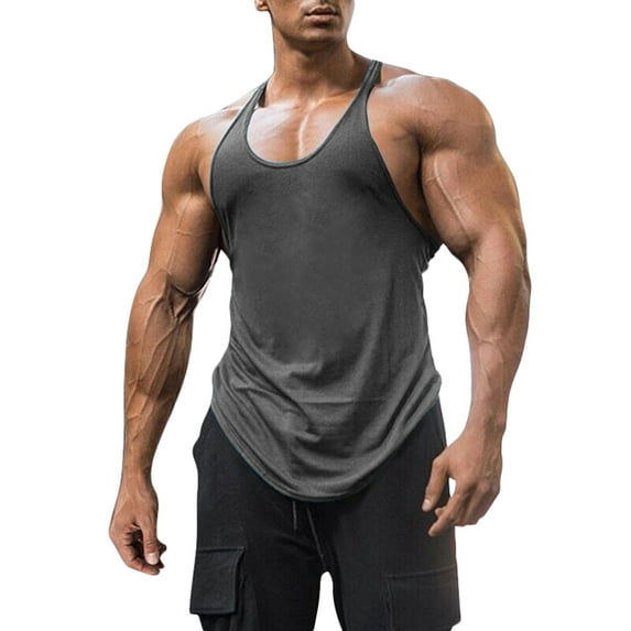 Sherrylily Men Cotton Workout Tank Tops Dry Fit Gym Bodybuilding Training Fitness Sleeveless Muscle T Shirts