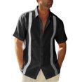 thumbnail image 1 of Sherrylily Men Short Sleeve Cuban Camp Guayabera Shirt Linen Cotton Button Down Shirts M-3XL, 1 of 2