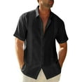 thumbnail image 1 of Sherrylily Men Short Sleeve Cuban Camp Guayabera Shirt Linen Cotton Button Down Shirts M-3XL, 1 of 6