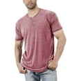 thumbnail image 1 of Sherrylily Men T-Shirt Casual Button-up Henley Shirt V Neck Tee Tops, 1 of 5