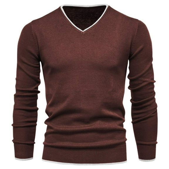 Sherrylily Men V Neck Sweater Knitted Jumper Long Sleeve Pullover