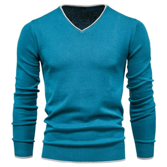 Sherrylily Men V Neck Sweater Knitted Jumper Long Sleeve Pullover