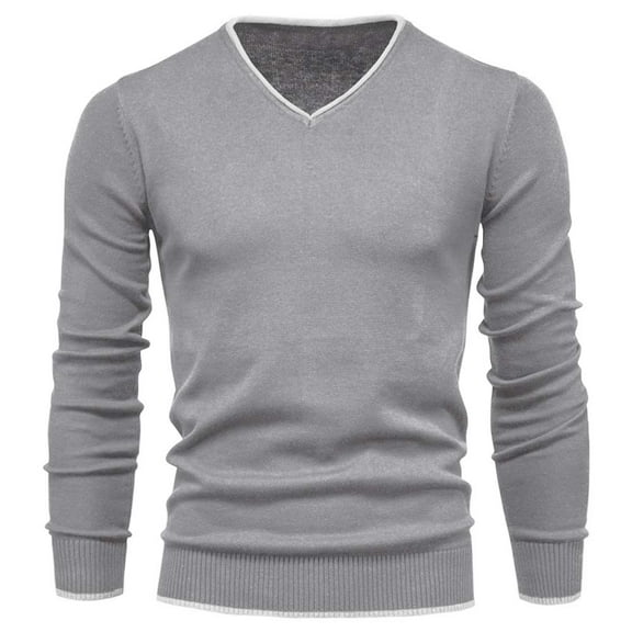 Sherrylily Men V Neck Sweater Knitted Jumper Long Sleeve Pullover