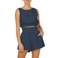 thumbnail image 1 of Sherrylily Summer Women 2 Piece Outfits Sleeveless Crop Tank Top and High Waist Pocketed Shorts Sets, 1 of 4