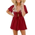 thumbnail image 1 of Sherrylily Summer Women Short V Neck Rompers Sexy Loose Tie Front Casual Jumpsuit, 1 of 5