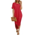 thumbnail image 1 of Sherrylily Summer Women T Shirt Dress Casual Drop Shoulder Dresses Side Slit Midi Dress with Pockets, 1 of 7