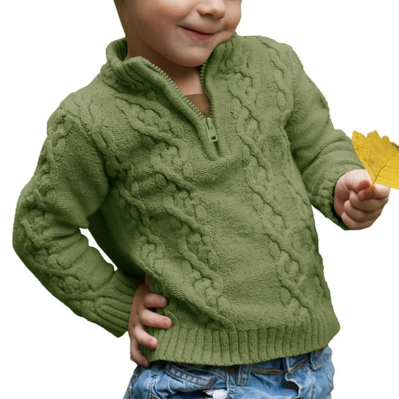 Sherrylily Toddler Boys Cable Knit Sweater Zipper Long Sleeve Fall Winter Knitwear Pullover