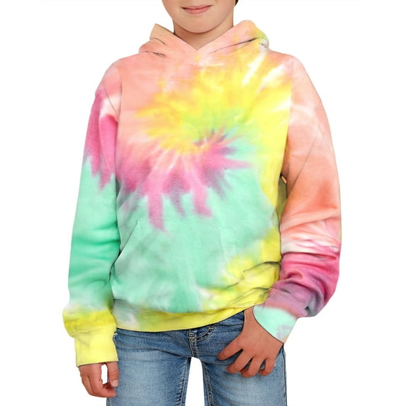 Sherrylily Unisex Kids Tie Dye Sweatshirt Boys Girls Hooded Kangaroo Pocket Pullover Hoodies