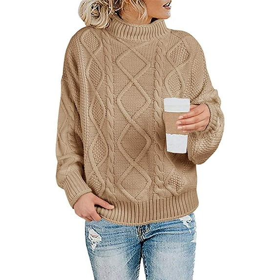 Sherrylily Winter Women Sweaters Casual Cable Knit Turtleneck Pullover Loose Chunky Jumper S-2XL
