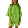 thumbnail image 1 of Sherrylily Women 2 Piece Outfits Loungewear 3/4 Sleeve Tops and Elastic Waist Shorts Lounge Sets, 1 of 6