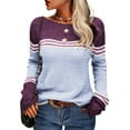 thumbnail image 1 of Sherrylily Women Autumn Winter Colorblock Pullover Sweaters Striped Slim Knitwear, 1 of 5