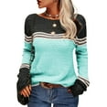 thumbnail image 1 of Sherrylily Women Autumn Winter Colorblock Pullover Sweaters Striped Slim Knitwear, 1 of 5