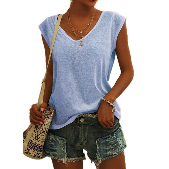 Sherrylily Women Cap Sleeve T-Shirt Casual Loose Fit Tank Tops S-2XL(US 4-22)