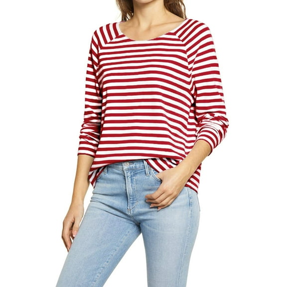 Sherrylily Women Casual Crew Neck Striped Long Sleeve T Shirt Tops Lightweight Pullover