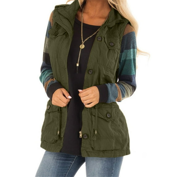 Sherrylily Women Casual Military Utility Vest Lightweight Sleeveless Drawstring Jackets with Pockets