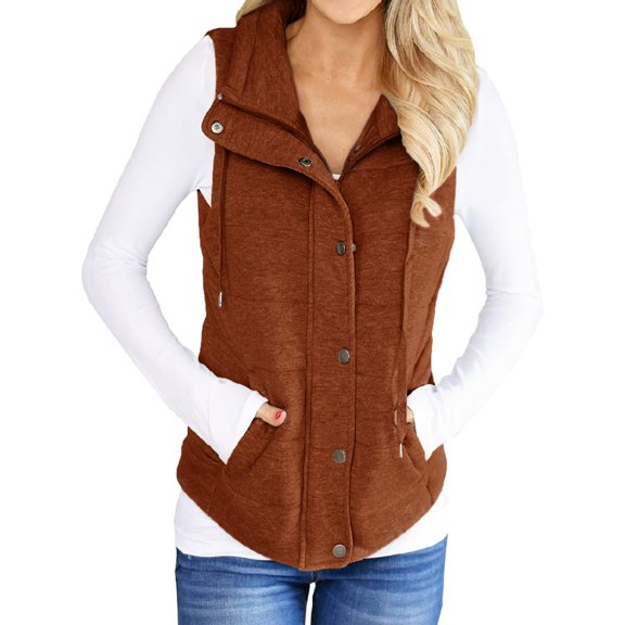 Sherrylily Women Casual Vest Jacket Lightweight Zip Up Drawstring Coat with Pockets