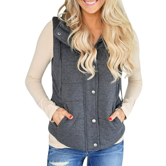 Sherrylily Women Casual Vest Jacket Lightweight Zip Up Drawstring Coat with Pockets