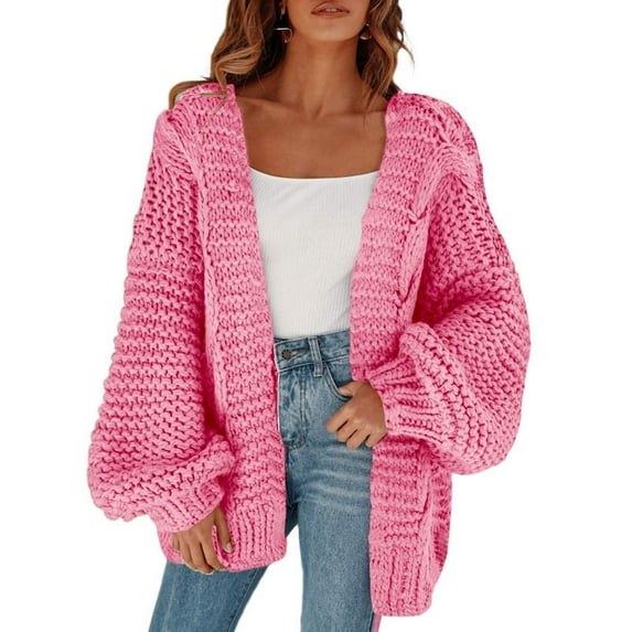 Sherrylily Women Chunky Cardigan Cable Knit Loose Open Front Sweaters Coat