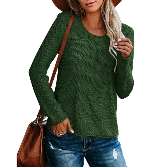 Sherrylily Women Crew Neck Pullover Sweater Casual Warm Lightweight Knit Sweaters