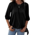 thumbnail image 1 of Sherrylily Women Crew Neck T Shirt Half Sleeve 3/4 Sleeve Casual Loose Pleated Tops, 1 of 5
