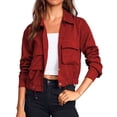 thumbnail image 1 of Sherrylily Women Cropped Jackets Button Down Lightweight Military Safari Utility Coat with Pockets, 1 of 2
