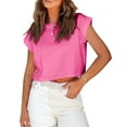 thumbnail image 1 of Sherrylily Women Cropped T-Shirts Rolled Dolman Sleeve Crop Tops Summer Short Sleeve Tees, 1 of 6