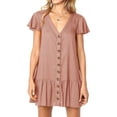 thumbnail image 1 of Sherrylily Women Cute Button Down Loose Fit Ruffle Mini Dresses, 1 of 4