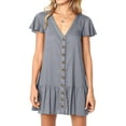 thumbnail image 1 of Sherrylily Women Cute Button Down Loose Fit Ruffle Mini Dresses, 1 of 4