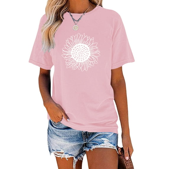 Sherrylily Women Cute Tee Sunflower Graphic Printed T Shirts Short Sleeve Tops S-2XL