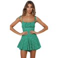 thumbnail image 1 of Sherrylily Women Floral Wide Leg Rompers Spaghetti Strap Tie Ruffle Short Jumpsuits Summer, 1 of 4