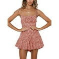 thumbnail image 1 of Sherrylily Women Floral Wide Leg Rompers Spaghetti Strap Tie Ruffle Short Jumpsuits Summer, 1 of 2