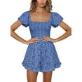 thumbnail image 1 of Sherrylily Women Floral Wide Leg Short Rompers Shirred Ruffle Sleeve Jumpsuit, 1 of 5