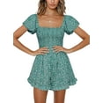 thumbnail image 1 of Sherrylily Women Floral Wide Leg Short Rompers Shirred Ruffle Sleeve Jumpsuit, 1 of 5