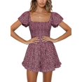 thumbnail image 1 of Sherrylily Women Floral Wide Leg Short Rompers Shirred Ruffle Sleeve Jumpsuit, 1 of 5